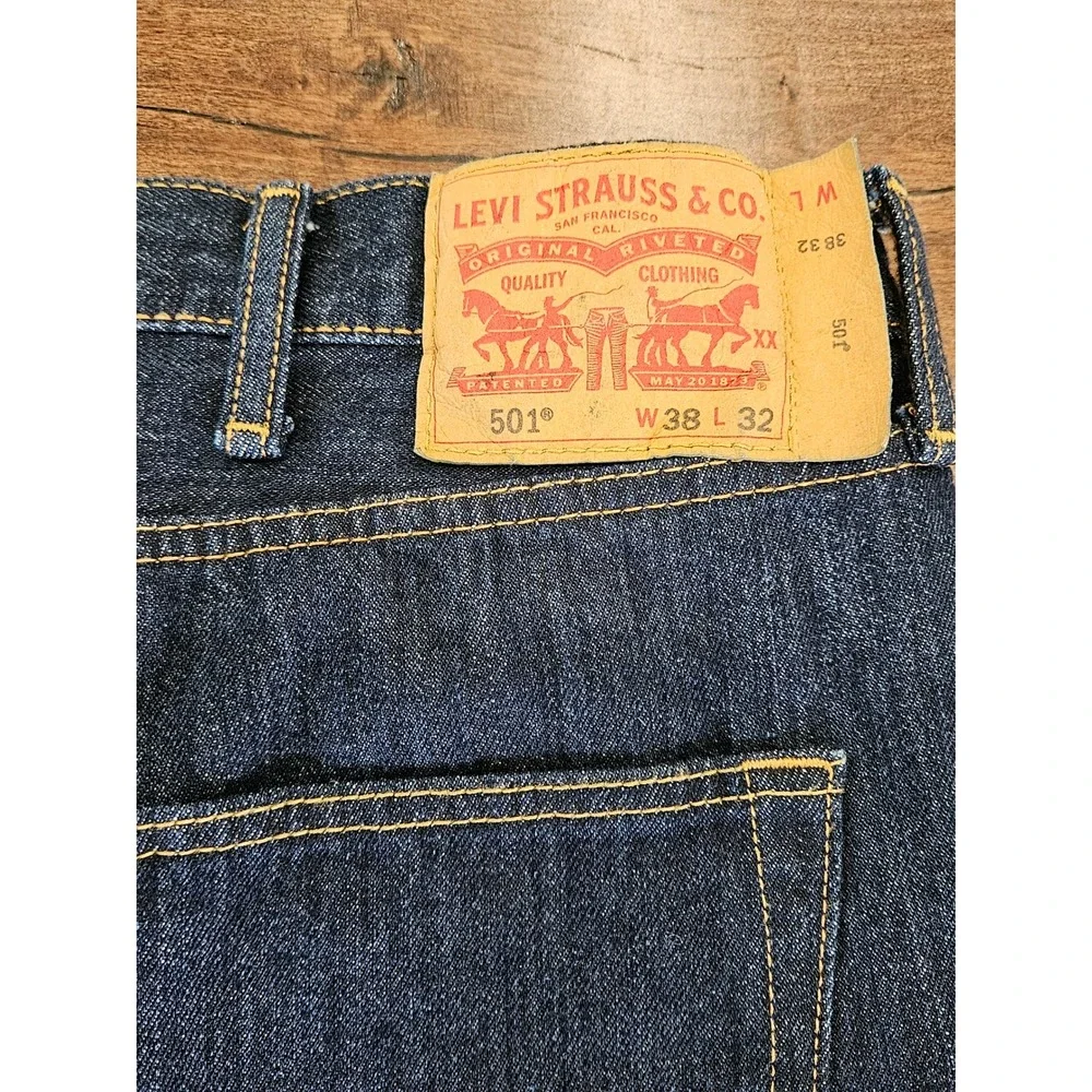 Levis 501 Original Fit Mens Dark Wash Indigo Straight Leg Jeans W38 L32